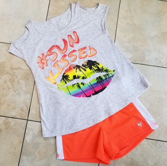 Justice Other - Justice Outfit Sun Kissed Cold Shoulder Shorts Set